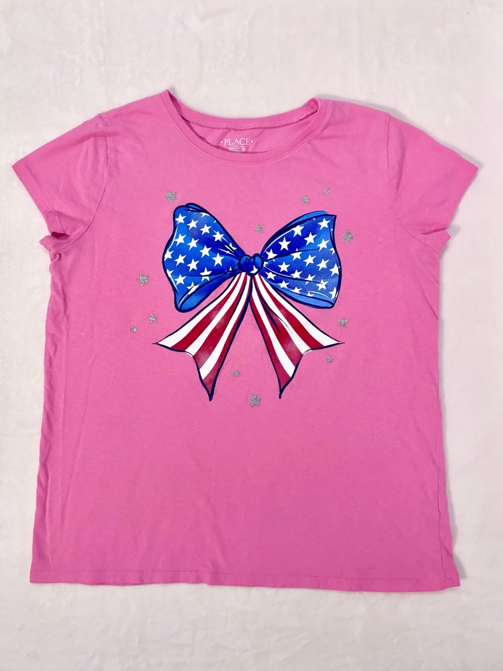 Children’s Place Pink Americana Bow Tee | Short Sleeve | XXL 16